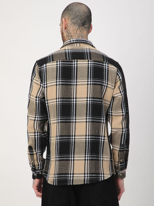 Black & Beige Heavy Twill Broad Checks Shirt