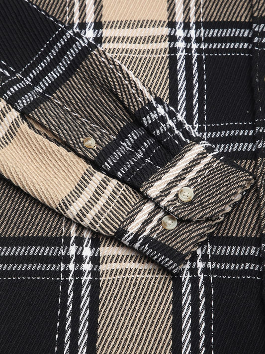 Black & Beige Heavy Twill Broad Checks Shirt