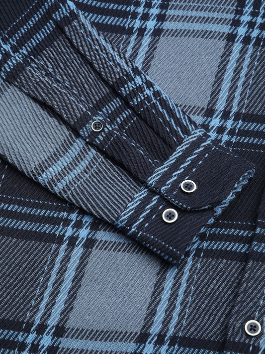 Opulent Blue Heavy Twill Tartan Checks Shirt