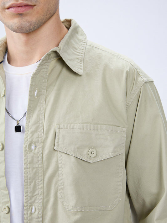 Super Soft Earthy Green Double Pocket Overshirt