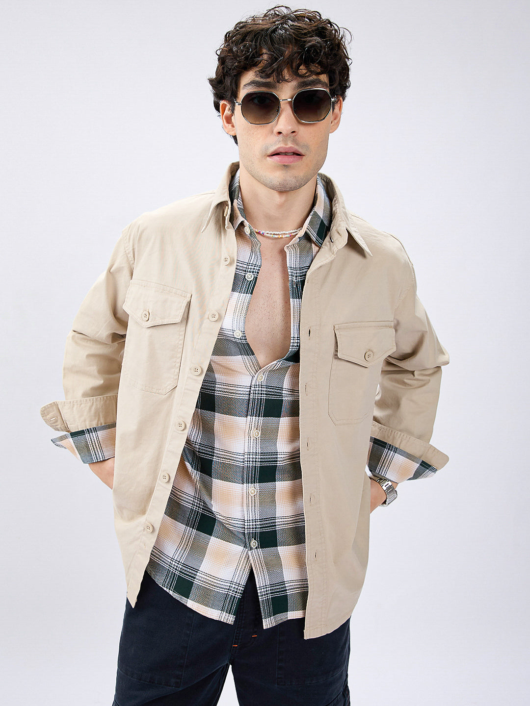 Super Soft Tan Beige Double Pocket Overshirt