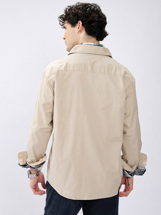 Super Soft Tan Beige Double Pocket Overshirt