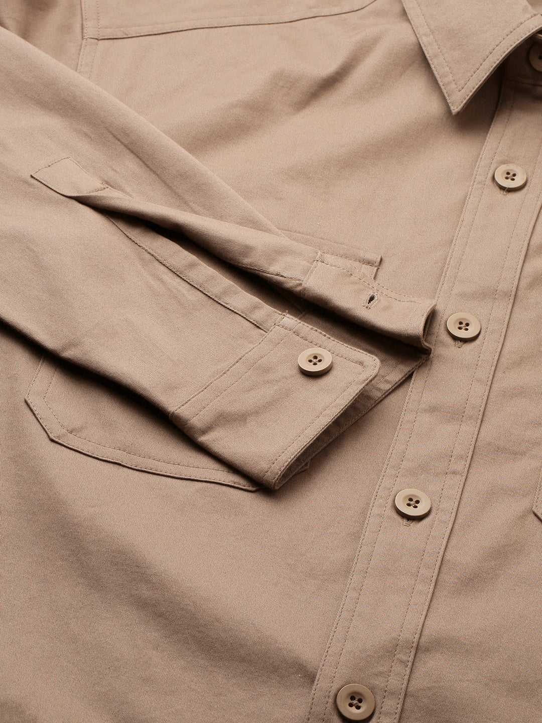 Super Soft Peanut Brown Double Pocket Overshirt