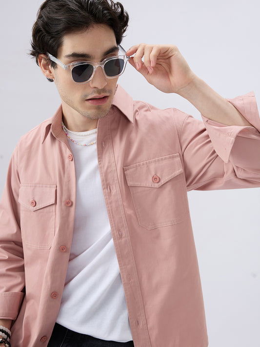 Super Soft Rose Pink Double Pocket Overshirt