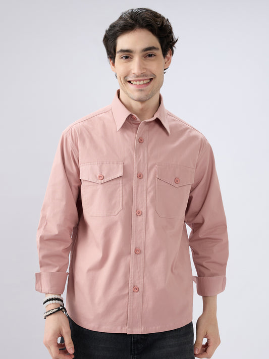 Super Soft Rose Pink Double Pocket Overshirt