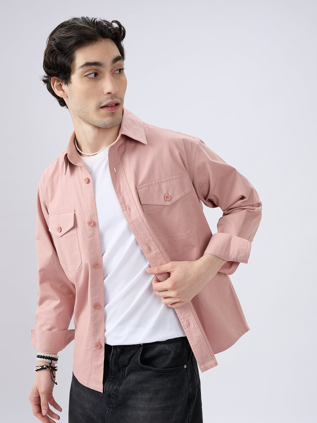 Super Soft Rose Pink Double Pocket Overshirt