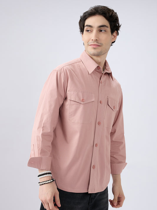 Super Soft Rose Pink Double Pocket Overshirt