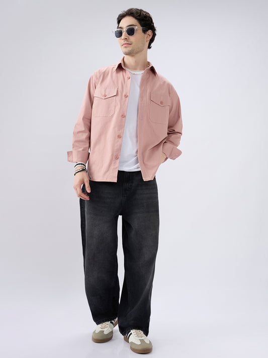 Super Soft Rose Pink Double Pocket Overshirt