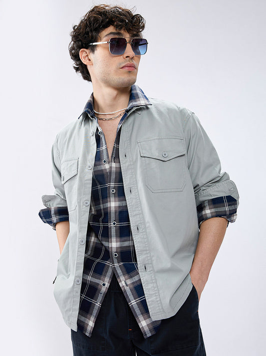 Super Soft Muted Mint Green Double Pocket Overshirt