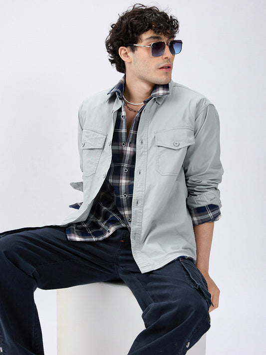 Super Soft Muted Mint Green Double Pocket Overshirt