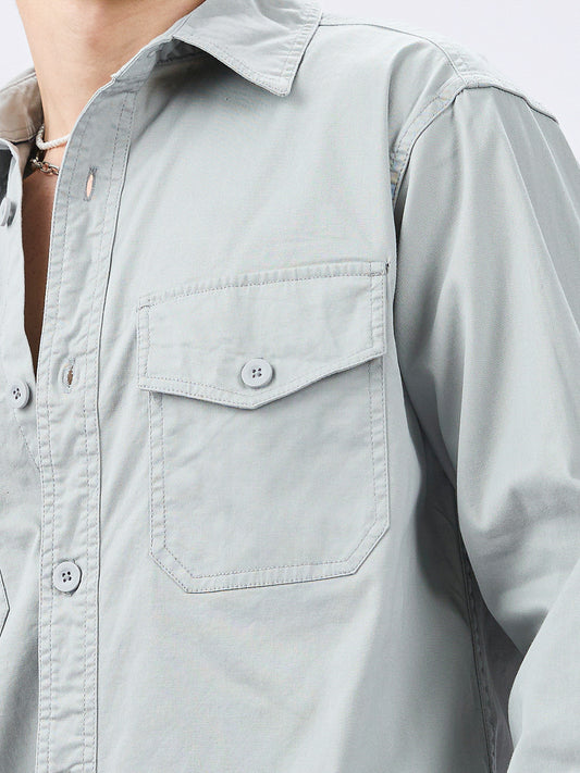 Super Soft Muted Mint Green Double Pocket Overshirt