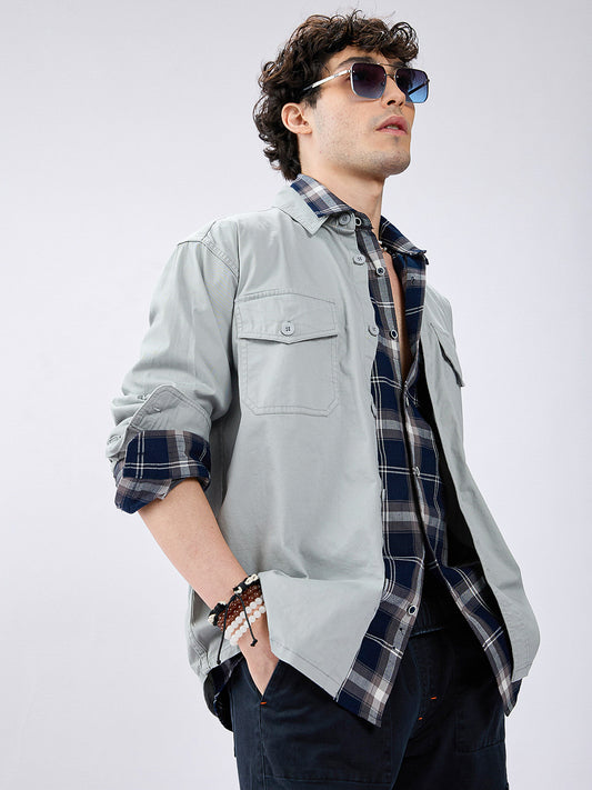 Super Soft Muted Mint Green Double Pocket Overshirt