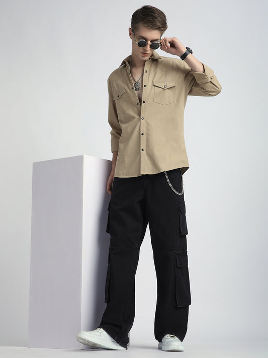 Warm Tan Double Flap Pocket Overshirt