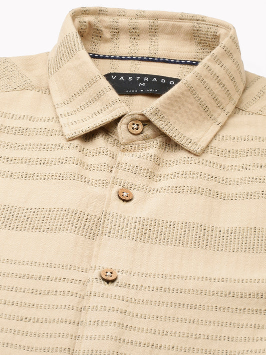 Debonair Tan Beige Herringbone Jacquard Shirt