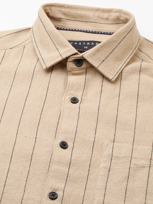 Burlap Tan Beige Pinstripe Shirt