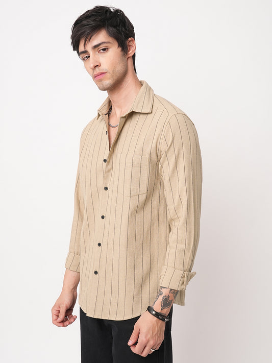 Burlap Tan Beige Pinstripe Shirt