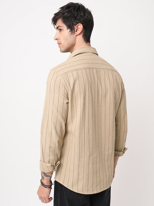 Burlap Tan Beige Pinstripe Shirt