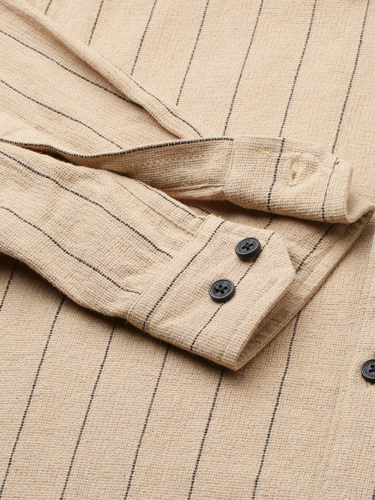 Burlap Tan Beige Pinstripe Shirt