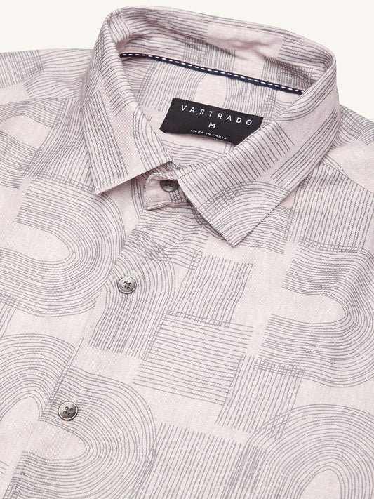 Beige & Olive Abstract Printed Shirt