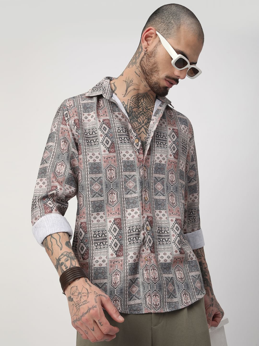 Motifs Printed Multicolour Shirt