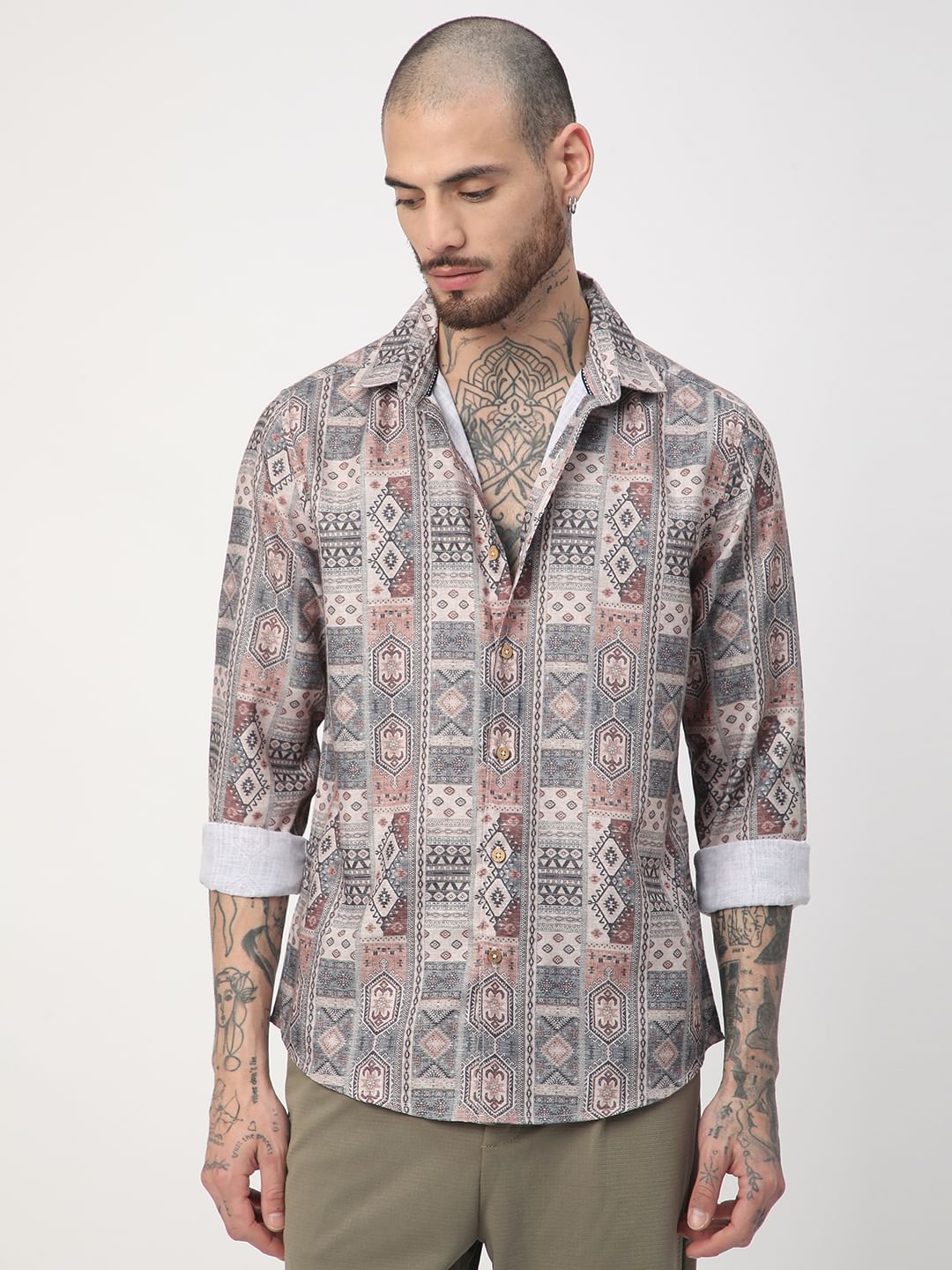 Motifs Printed Multicolour Shirt