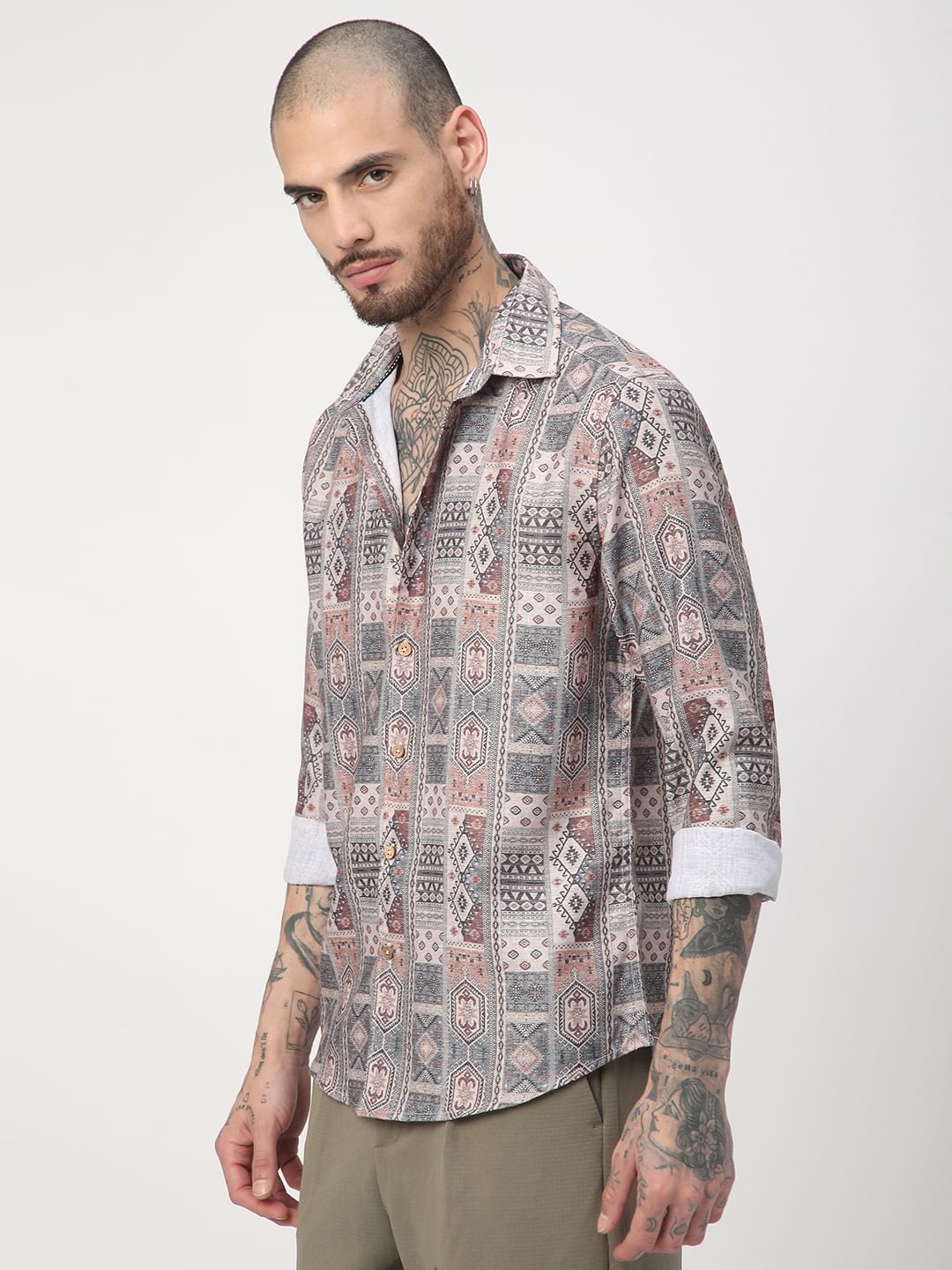 Motifs Printed Multicolour Shirt