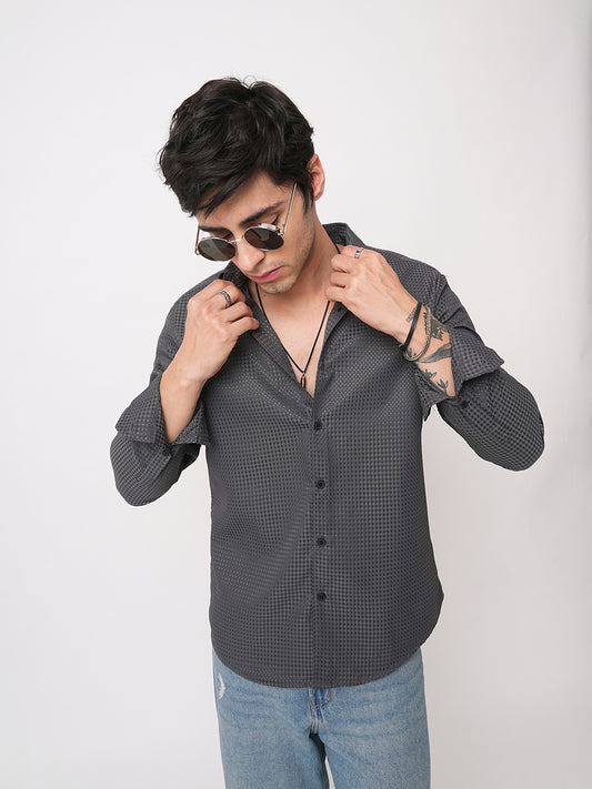 Refined Charcoal Grey Embossed Shirt