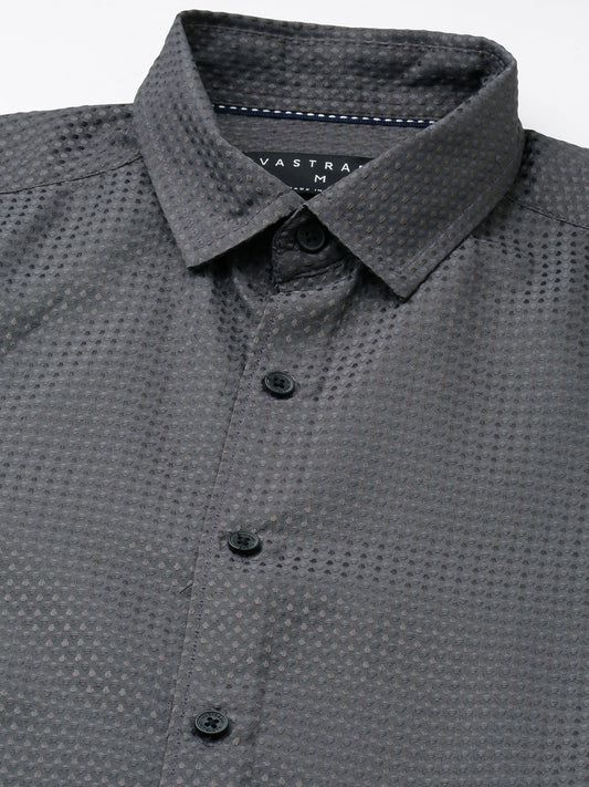 Refined Charcoal Grey Embossed Shirt