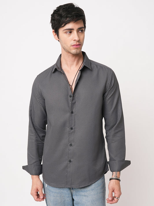 Refined Charcoal Grey Embossed Shirt