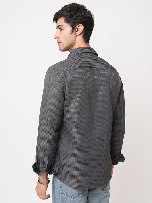 Refined Charcoal Grey Embossed Shirt
