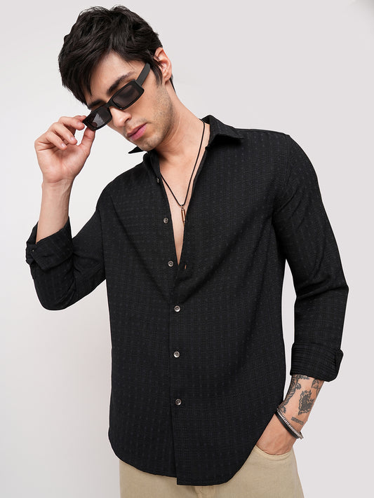 Refined Black Textured Shirt