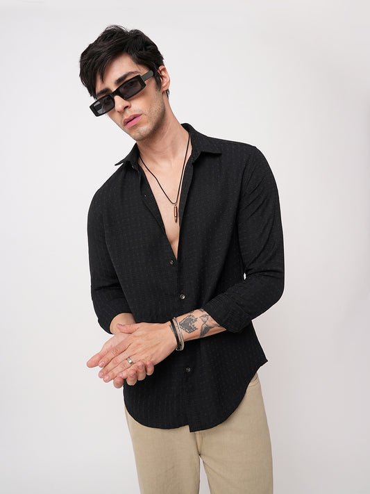 Refined Black Textured Shirt