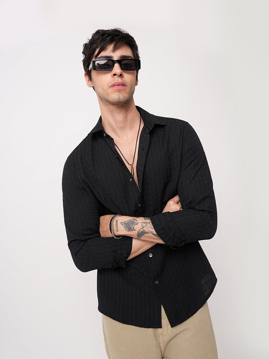 Refined Black Textured Shirt