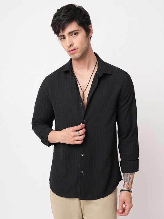 Refined Black Textured Shirt