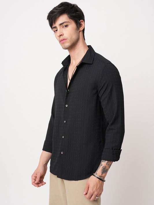 Refined Black Textured Shirt