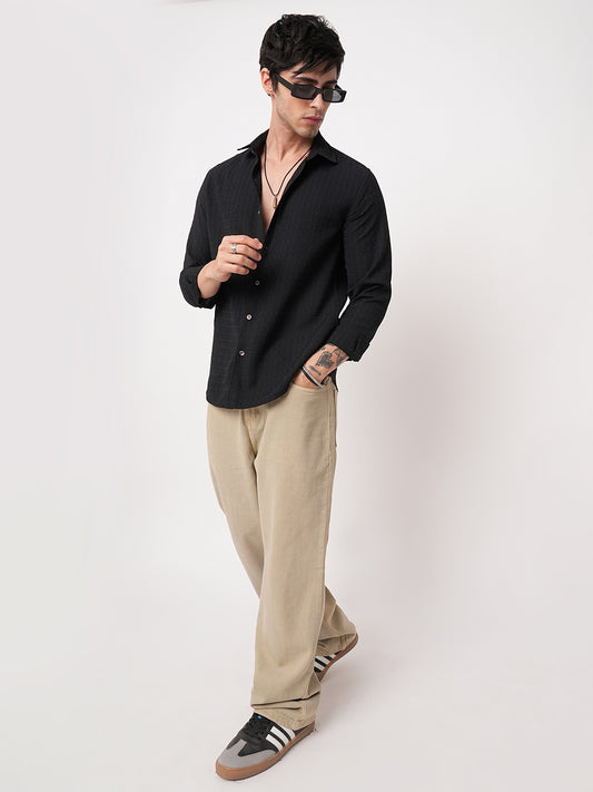 Refined Black Textured Shirt