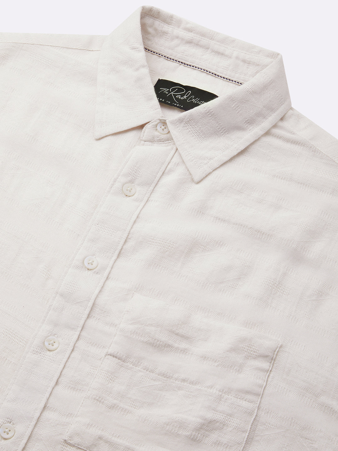 Ivory Jacquard Boxy Fit Crop Shirt