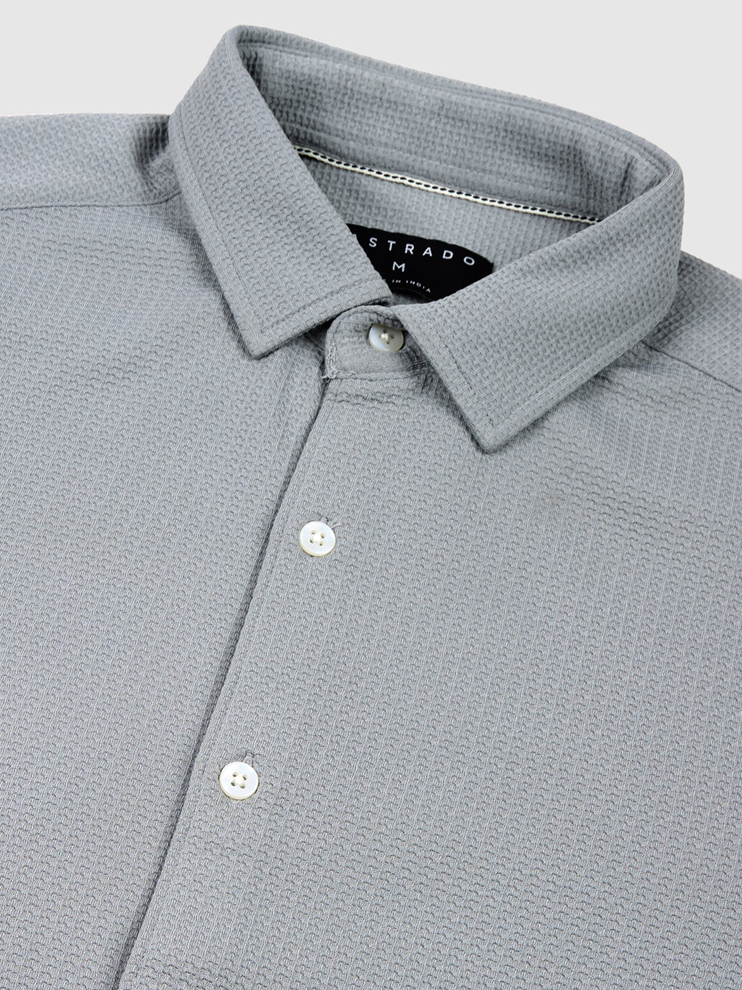 Spiffy Cloud Grey Jacquard Knitted Shirt