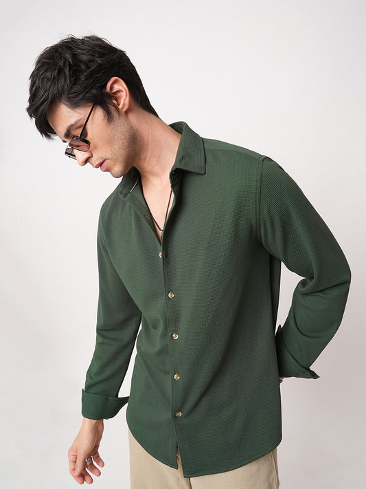 Green Forest Loop Textured Knitted Shirt