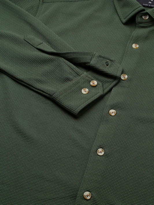 Green Forest Loop Textured Knitted Shirt