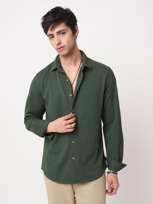 Green Forest Loop Textured Knitted Shirt