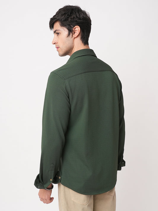 Green Forest Loop Textured Knitted Shirt