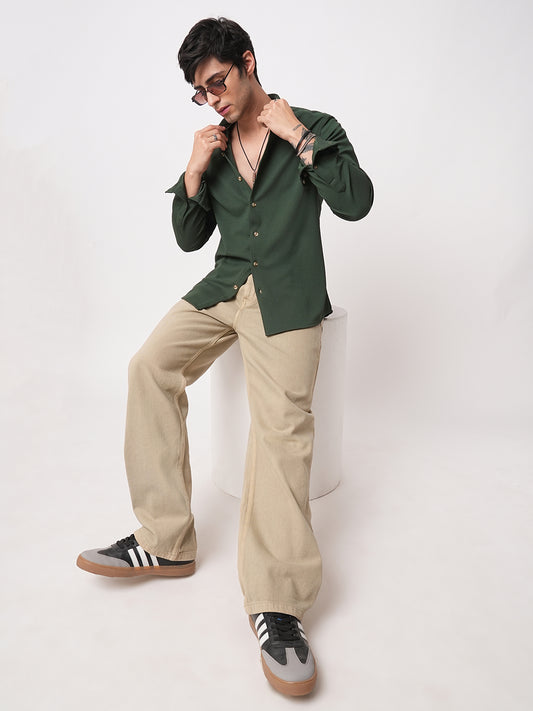 Green Forest Loop Textured Knitted Shirt