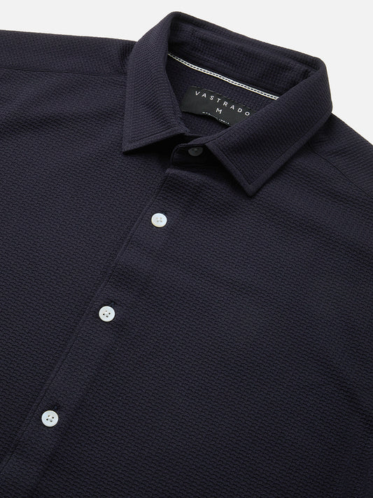 Gallant Navy Blue Waffle Knitted Shirt