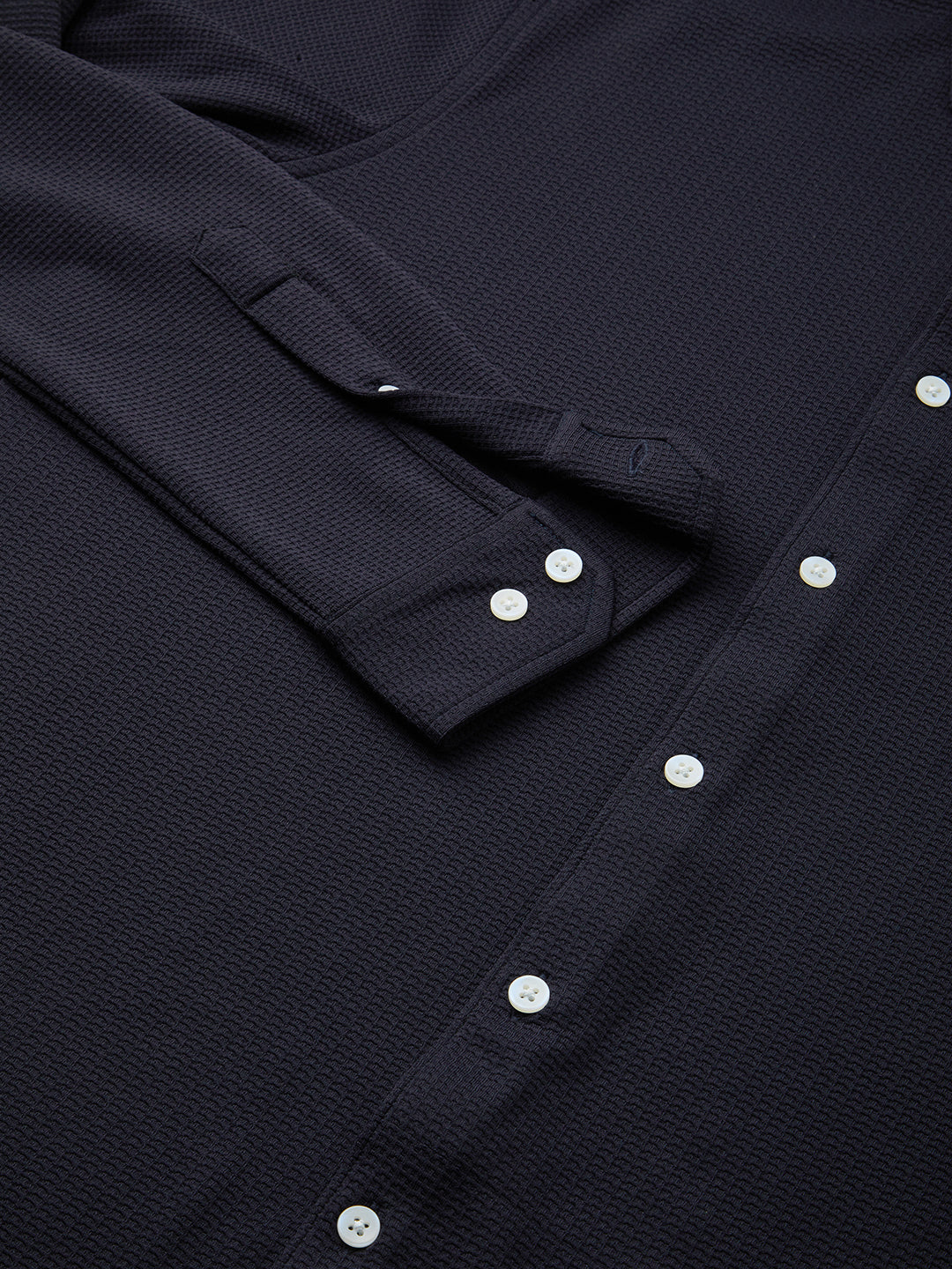 Gallant Navy Blue Waffle Knitted Shirt