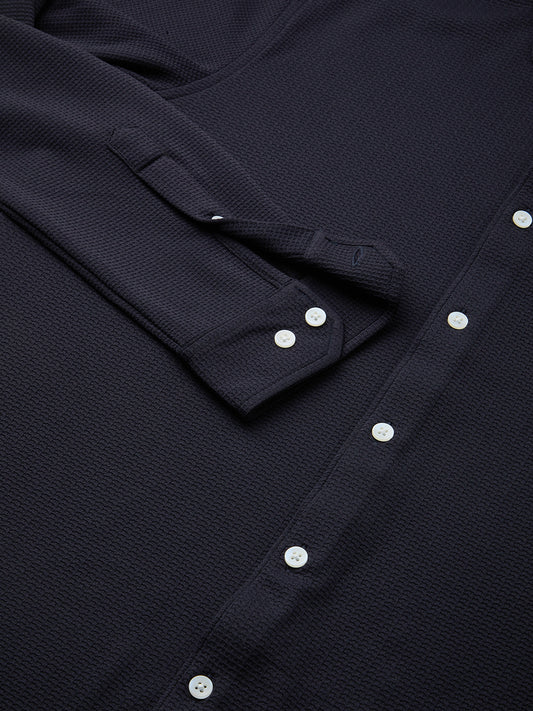 Gallant Navy Blue Waffle Knitted Shirt