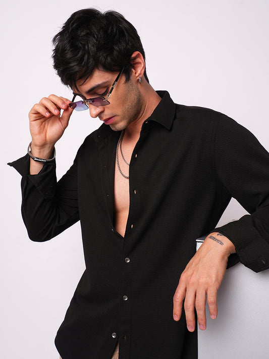 Spider Black Textured Shirt
