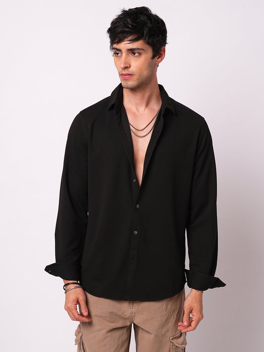Spider Black Textured Shirt
