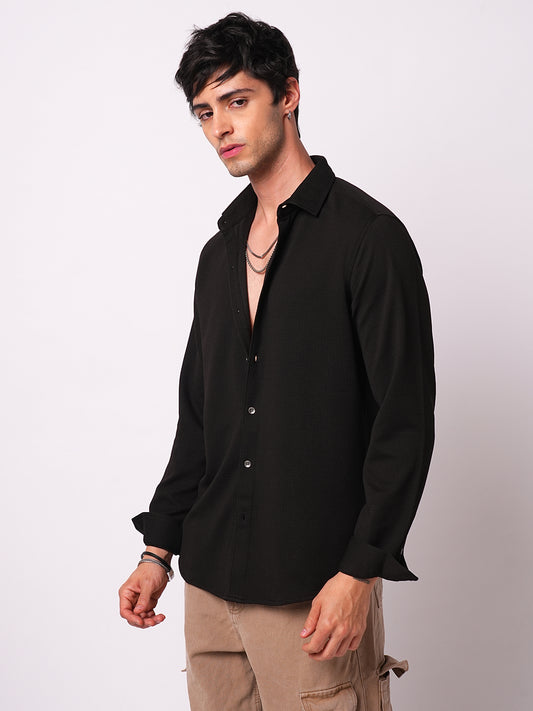 Spider Black Textured Shirt