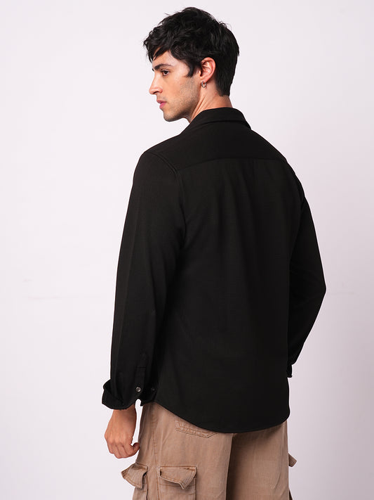 Spider Black Textured Shirt
